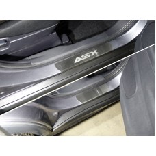 Накладки на пороги лист шлифованный надпись ASX 4 шт для Mitsubishi ASX 2017-2022