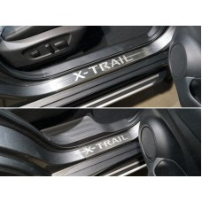 Накладки на пороги шлифованный лист надпись X-Trail 4 штуки для Nissan X-Trail T32 2018-2023