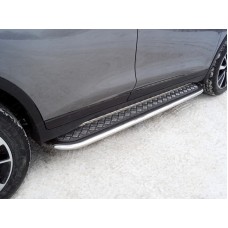 Пороги с площадкой алюминиевый лист 75х42 мм для Nissan X-Trail T32 2019-2023