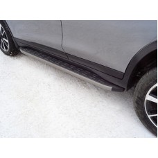 Пороги алюминиевые ТСС с накладкой серые для Nissan X-Trail T32 2019-2023