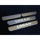 Накладки на пороги шлифованный лист надпись Logan 4 штуки для Renault Logan 2018-2022 артикул RENLOG18-04