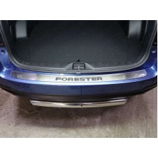 Накладка на задний бампер с надписью Forester шлифованный лист для Subaru Forester 2016-2018