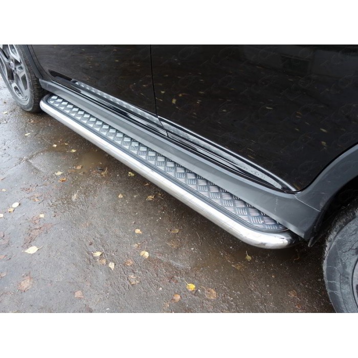 Пороги с площадкой алюминиевый лист 60 мм для Subaru XV 2017-2023 артикул SUBXV17-08