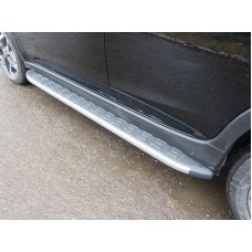 Пороги алюминиевые ТСС с накладкой серебрянный карбон для Subaru XV 2017-2022