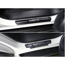 Накладки на пороги зеркальный лист надпись Toyota 4 штуки для Toyota Fortuner 2017-2023