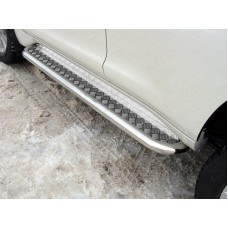Пороги с площадкой алюминиевый лист 60 мм для Toyota Land Cruiser Prado 150 2017-2023
