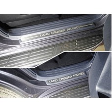Накладки на пластиковые пороги шлифованный лист надпись Land Cruiser Prado 4 штуки для Toyota Land Cruiser Prado 150 2017-2022