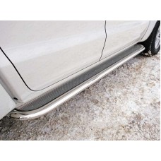 Пороги овал с площадкой нержавеющий лист 75х42 мм для Volkswagen Amarok 2016-2023