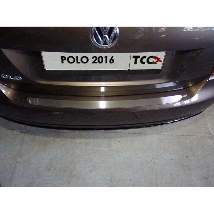 Накладка на задний бампер лист шлифованный для Volkswagen Polo 2015-2020 артикул VWPOLO16-13