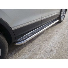 Пороги с площадкой алюминиевый лист 60 мм для Volkswagen Tiguan 2016-2023