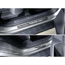 Накладки на пороги внешние зеркальный лист надпись Tiguan 4 шт для Volkswagen Tiguan 2016-2023
