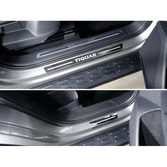 Накладки на пороги внешние зеркальный лист надпись Tiguan 4 шт для Volkswagen Tiguan 2016-2023 артикул VWTIG17-30