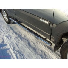 Пороги труба овальная с накладками 75х42 мм для Chevrolet Niva 2009-2020