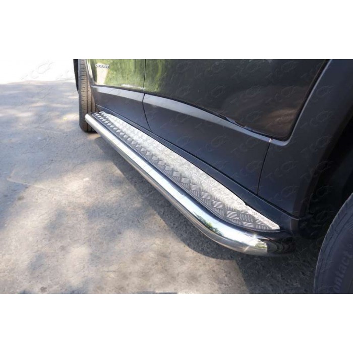 Пороги с площадкой алюминиевый лист 60 мм для Jeep Cherokee 2014-2018 артикул JEEPCHER14-07