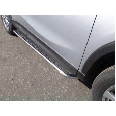 Пороги с площадкой алюминиевый лист 42 мм для Mazda CX-5 2015-2023