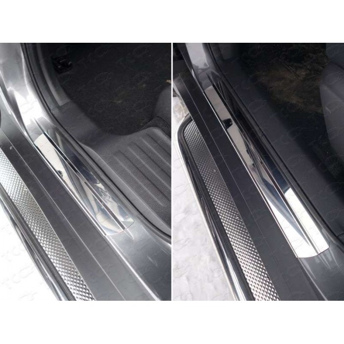 Накладки на пороги зеркальный лист 1 мм для Nissan X-Trail 2015-2018 артикул NISXTR15-22