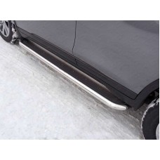 Пороги с площадкой нержавеющий лист 60 мм для Nissan X-Trail 2015-2018