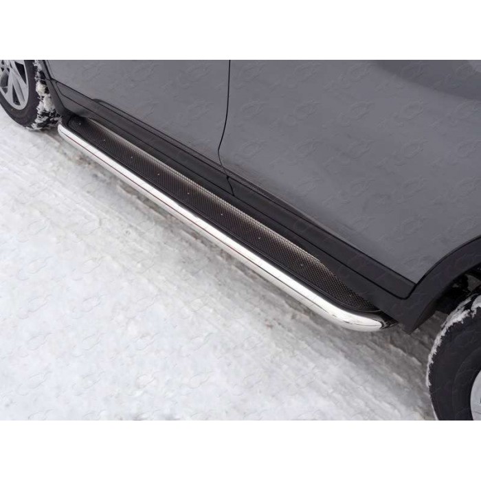 Пороги с площадкой нержавеющий лист 60 мм для Nissan X-Trail 2015-2018 артикул NISXTR15-14