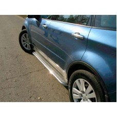 Пороги с площадкой алюминиевый лист 42 мм для Subaru Tribeca 2007-2014