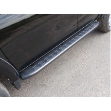 Пороги алюминиевые ТСС с накладкой серые для Fiat Fullback 2016-2022