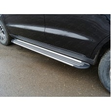 Пороги алюминиевые Slim Line Silver для Geely Emgrand X7 2018-2023