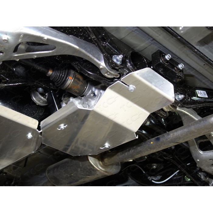 Защиты комплект алюминий 4 мм картер, КПП, бак и дифференциал для Honda CR-V 2017-2023 артикул ZKTCC00344K
