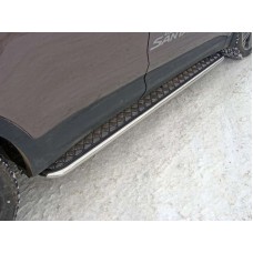 Пороги с площадкой алюминиевый лист 42 мм для Hyundai Santa Fe Grand 2016-2018