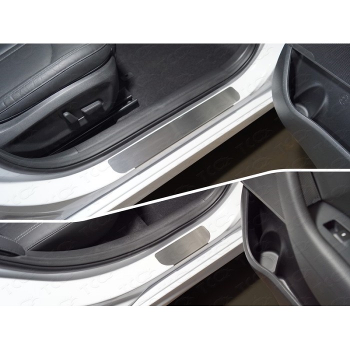 Накладки на пороги шлифованный лист 4 штуки для Hyundai Sonata 2017-2019 артикул HYUNSON18-03