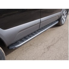Пороги алюминиевые с накладкой ТСС серые для Kia Mohave 2016-2020