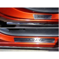 Накладки на пороги лист шлифованный надписьXRay для Lada XRay 2016-2022