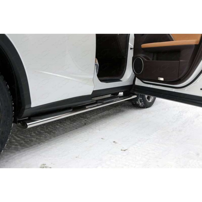 Пороги труба овальная с накладками 120х60 мм для Lexus RX-200t/350/450h 2015-2023 артикул LEXRX200t15-03