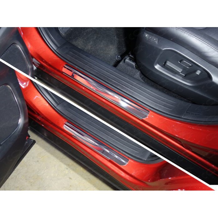 Накладки на пороги лист зеркальный 4 шт для Mazda CX-9 2017-2023 артикул MAZCX917-01