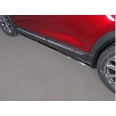 Пороги труба овальная с накладками 75х42 мм для Mazda CX-9 2017-2023