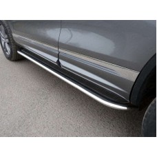 Пороги овал с площадкой нержавеющий лист 75х42 мм для Mazda CX-5 2015-2023