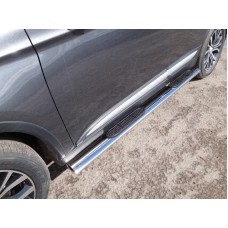 Пороги овальные с накладкой 120х60 мм для Mitsubishi Outlander 2019-2023