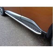 Пороги с площадкой алюминиевый лист 42 мм для Nissan Murano 2016-2023