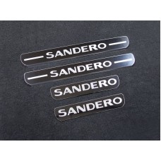 Накладки на пороги зеркальный лист надпись Sandero 4 штуки для Renault Sandero 2018-2022