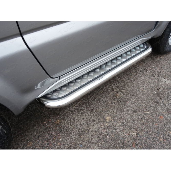Пороги с площадкой алюминиевый лист 60 мм для Suzuki Jimny 2012-2018 артикул SUZJIM16-17
