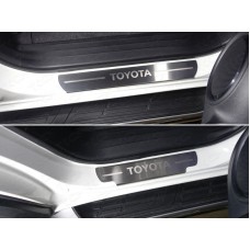 Накладки на пороги шлифованный лист надпись Toyota 4 штуки для Toyota Fortuner 2017-2023
