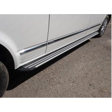Пороги алюминиевые Slim Line Silver для Volkswagen Transporter T6 Long 2015-2023