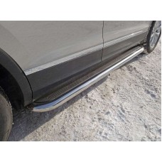 Пороги с площадкой нержавеющий лист 60 мм для Volkswagen Tiguan 2016-2023