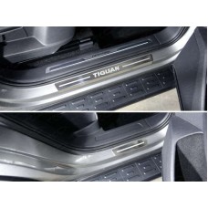 Накладки на пороги внешние шлифованный лист надпись Tiguan 4 шт для Volkswagen Tiguan 2016-2023