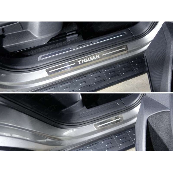 Накладки на пороги внешние шлифованный лист надпись Tiguan 4 шт для Volkswagen Tiguan 2016-2023 артикул VWTIG17-31