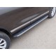 Пороги алюминиевые ТСС с накладкой серебрянный карбон (авто с брызговиками) для Volkswagen Touareg 2014-2017 артикул VWTOUAR14-28SL