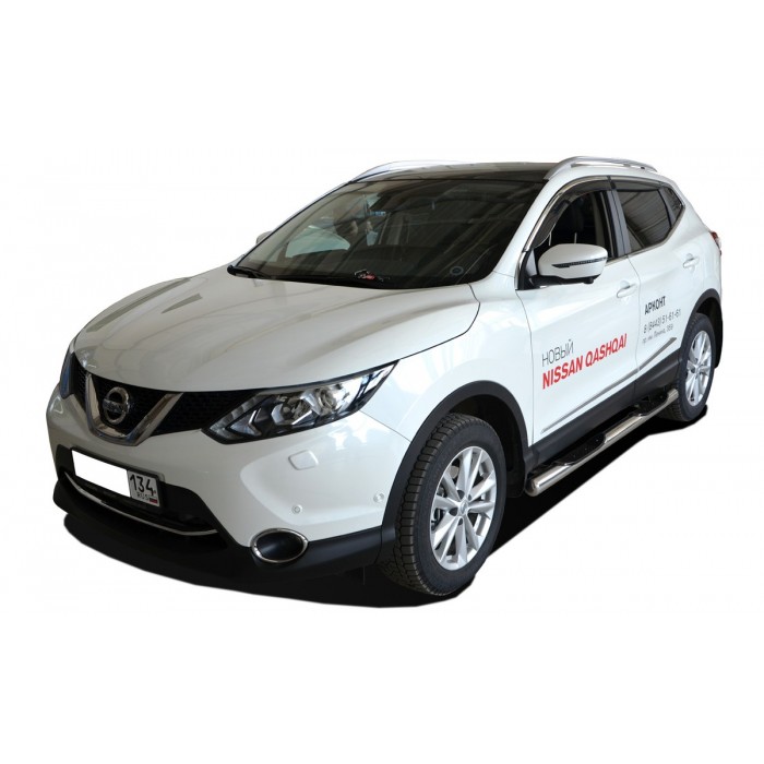 Пороги труба с проступью 76 мм для Nissan Qashqai 2015-2024