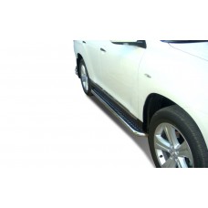 Пороги с площадкой алюминиевый лист 60 мм для Toyota Highlander 2014-2016