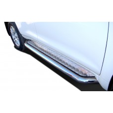 Пороги с площадкой алюминиевый лист 76 мм для Toyota Land Cruiser Prado 150 2013-2017