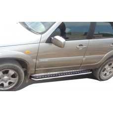 Пороги с площадкой алюминиевый лист 53 мм для Chevrolet Niva 2002-2008