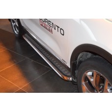 Пороги с площадкой алюминиевый лист 53 мм для Kia Sorento Prime 2015-2017