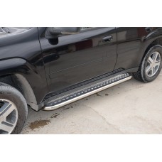 Пороги с площадкой алюминиевый лист 53 мм для Chevrolet TrailBlazer 2001-2011